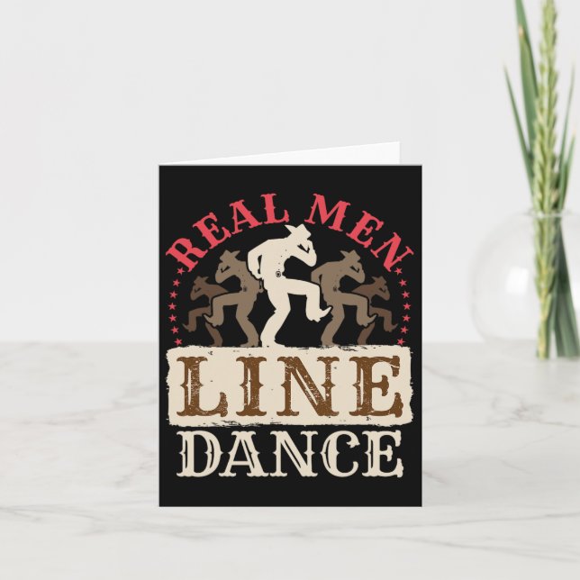 Real Men Line Dance Shirt Country Western Dancing  Card (Front)