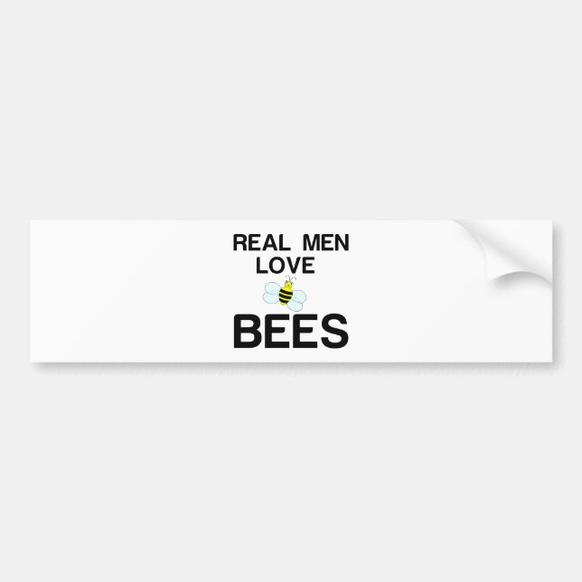 REAL MEN LOVE BEES BUMPER STICKER (Front)