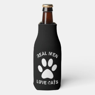 Real Men Love Cats Custom Text Personalized Bottle Cooler