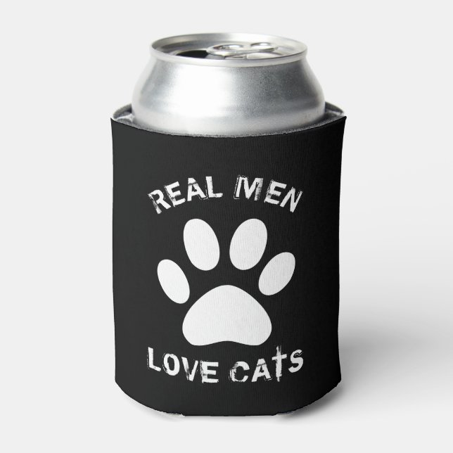 Real Men Love Cats Custom Text Personalized Can Cooler (Can Front)