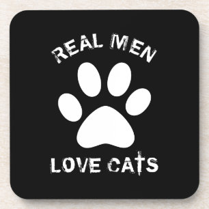 Real Men Love Cats Custom Text Personalized Coaster