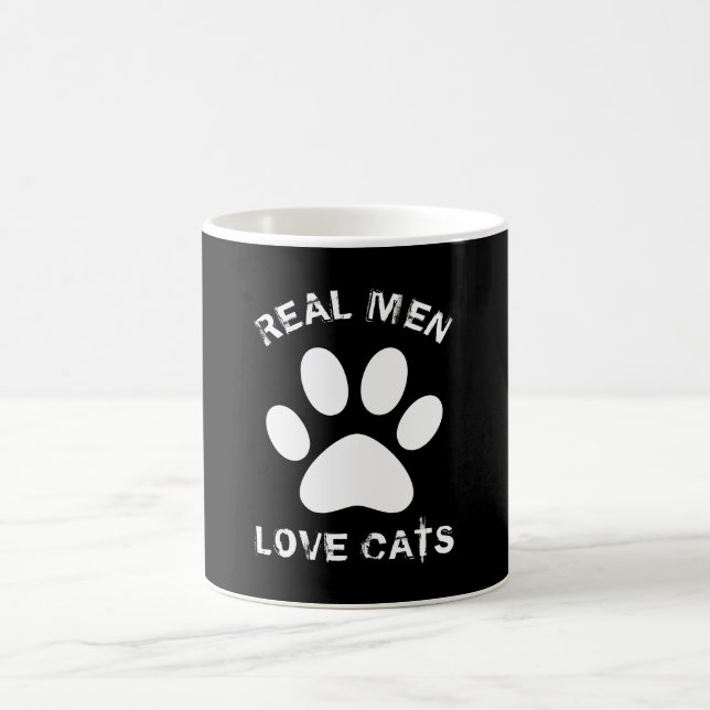 Real Men Love Cats Custom Text Personalized Coffee Mug (Center)