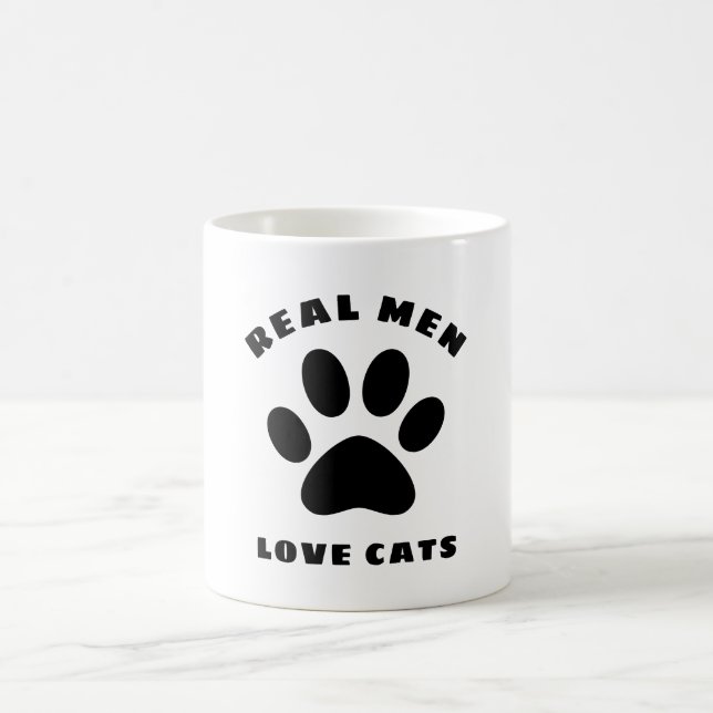 Real Men Love Cats Custom Text Personalized Coffee Mug (Center)
