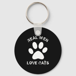 Real Men Love Cats Custom Text Personalized Keychain