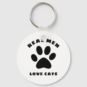 Real Men Love Cats Custom Text Personalized Keychain