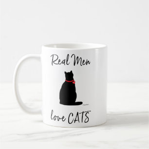 Real Men love Cats. Graphic, Cool White Coffee Mug