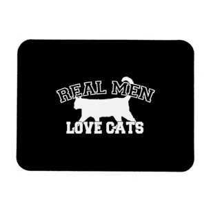 Real Men Love Cats Graphic Design on Black Decor Magnet
