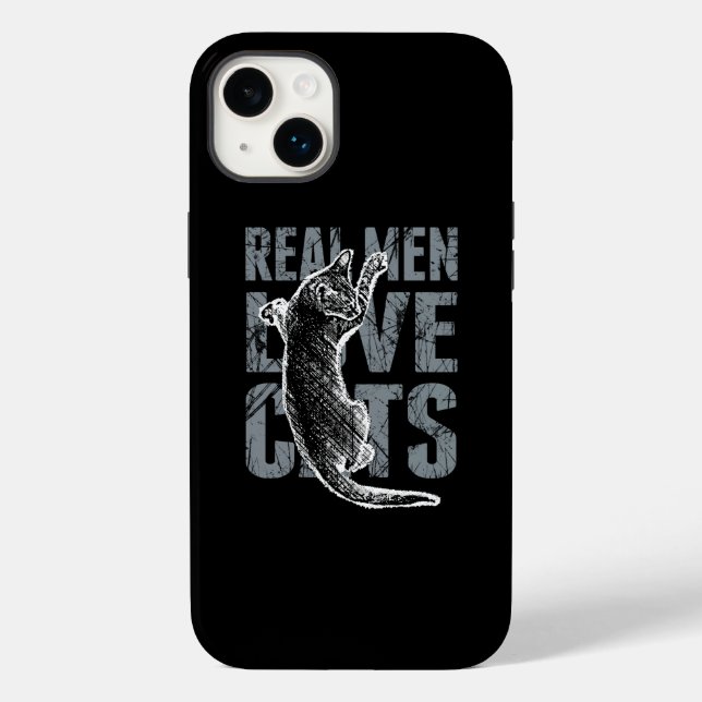 Real Men Love Cats in Grunge Style Black Case-Mate iPhone Case (Back)