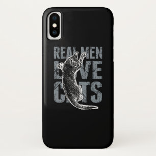 Real Men Love Cats in Grunge Style Black Case-Mate iPhone Case