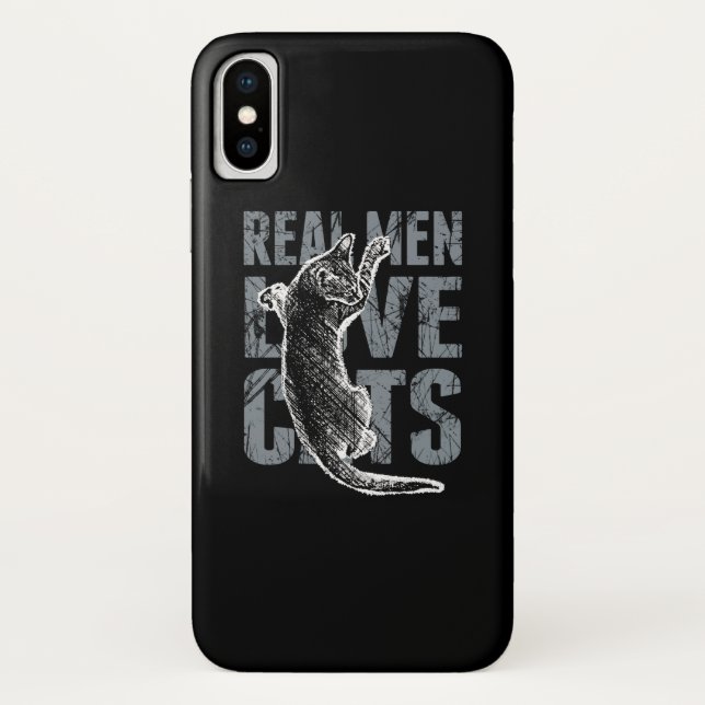 Real Men Love Cats in Grunge Style Black Case-Mate iPhone Case (Back)