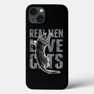 Real Men Love Cats in Grunge Style on Black iPhone 13 Case