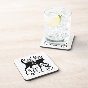 Real Men Love Cats in Stylish Design Coaster