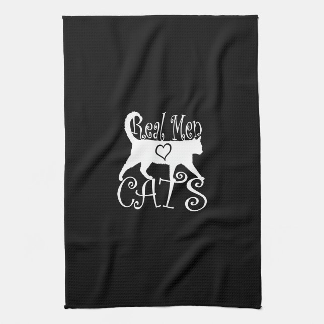 Real Men Love Cats Logotype Kitchen Towel (Vertical)