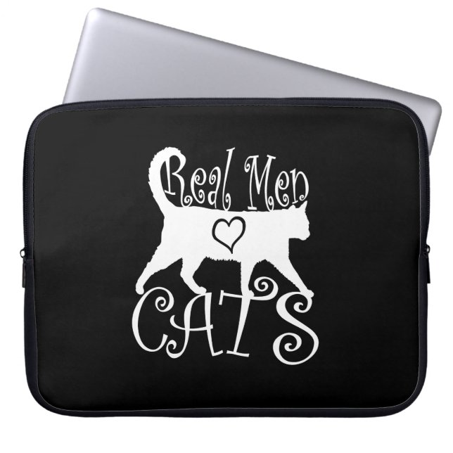Real Men Love Cats on Black Laptop Sleeve (Front)
