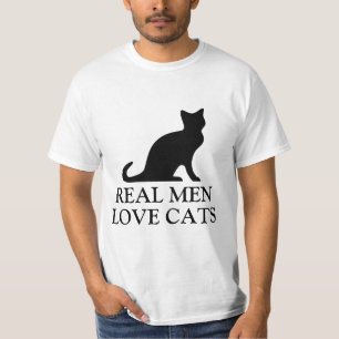 Real men love cats t shirt Black and white kitty