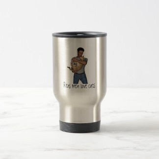 Real men love cats. travel mug