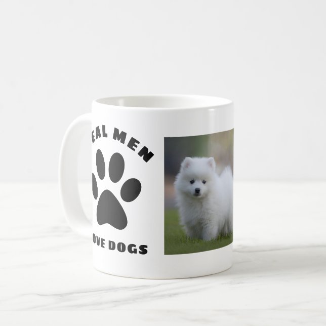 Real Men Love Dogs Custom Text Personalized Photo Coffee Mug (Front Left)