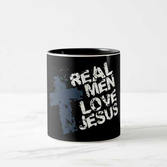 Real Men Love Jesus Two-Tone Coffee Mug (Center)