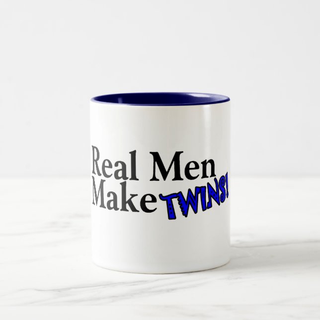 Real Men Make Twins (B) Two-Tone Coffee Mug (Center)