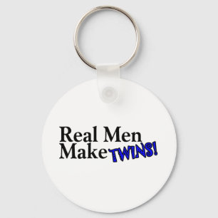 Real Men Make Twins Blue Keychain
