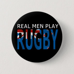Real Men Play Rugby New Zealand 2 Inch Round Button