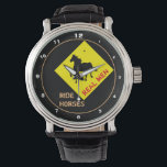 Real Men Ride Horses & Black Horse Party / Rodeo Watch<br><div class="desc">Watch (fashion): Real Men Ride Horses & Black wild horse running - easily customize text</div>