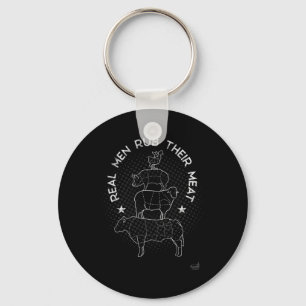 Real Men Rub Their Meat Bbq Smoker Master  Keychain