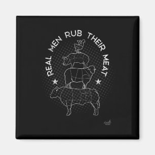 Real Men Rub Their Meat Bbq Smoker Master  Magnet