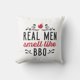 Real Men Smell Like BBQ Throw Pillow