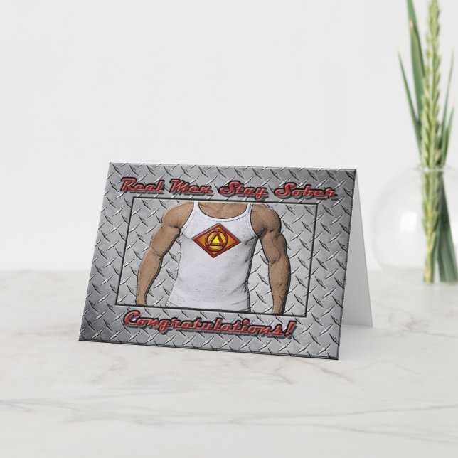 REAL MEN STAY SOBER Sobriety Recovery AA Card (Front)