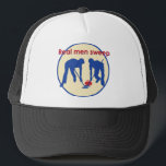 Real Men Sweep! Curling Trucker Hat<br><div class="desc">Show your love for the game with this "Real Men Sweep" trucker hat. It shows a silhouette of two man sweeping a rock. This hat will make a great gift for any curling fan!</div>