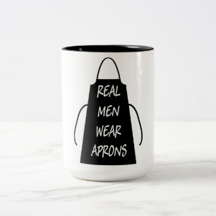 Real Men Wear Aprons (Black) Two-Tone Coffee Mug