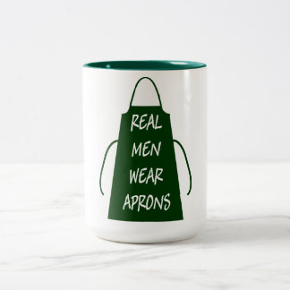 Real Men Wear Aprons (Green) Two-Tone Coffee Mug