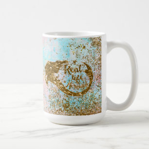 Real Mermaid Life- Glitter Gold Mermaid Coffee Mug