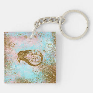 Real Mermaid Life- Glitter Gold Mermaid Keychain