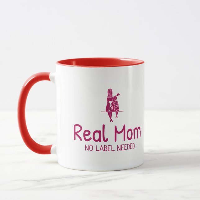 Real Mom No Label Needed Adoptive Mom  Mug (Left)