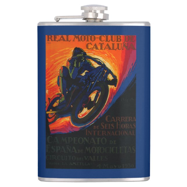 Real Moto Club Vintage PosterEurope Hip Flask (Front)