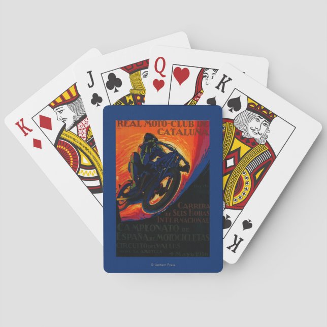 Real Moto Club Vintage PosterEurope Playing Cards (Back)