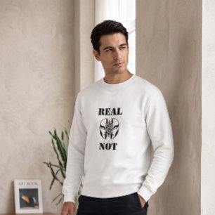 REAL NOT Surrealist Split Mask Fine Line White Sweatshirt