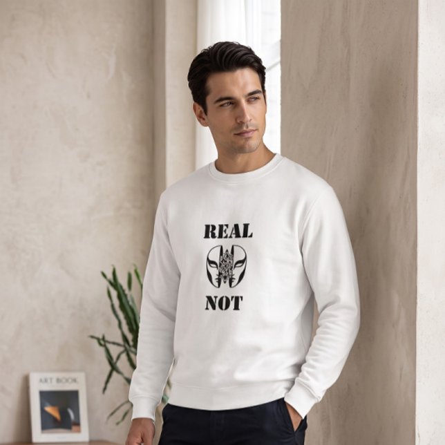 REAL NOT Surrealist Split Mask Fine Line White Sweatshirt (Creator Uploaded)