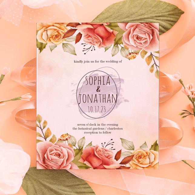 Real Orange Floral Watercolor Wedding Invitation (Creator Uploaded)