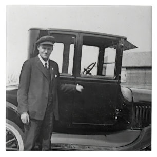 Real Photo Antique Car Tile