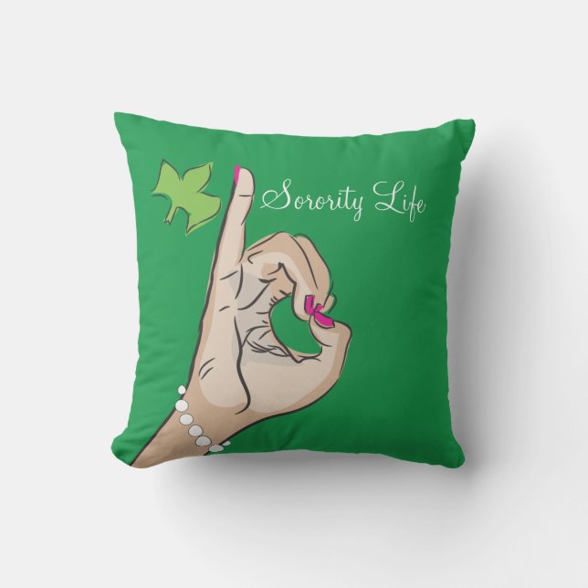 Real Pretty Girls pink and green Throw Pillow (Front)
