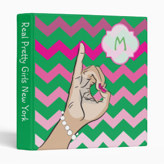 Real Pretty Pink and green Chevron Binder
