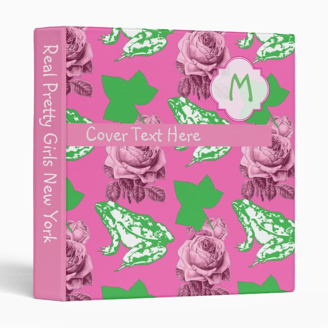 Real Pretty Pink and green Ivy 3 Ring Binder (Front/Spine)