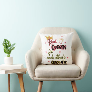 Real Queens Fix Each Other's Crowns Throw Pillow