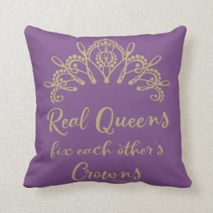 Real Queens Fix Each Other's Crowns Throw Pillow