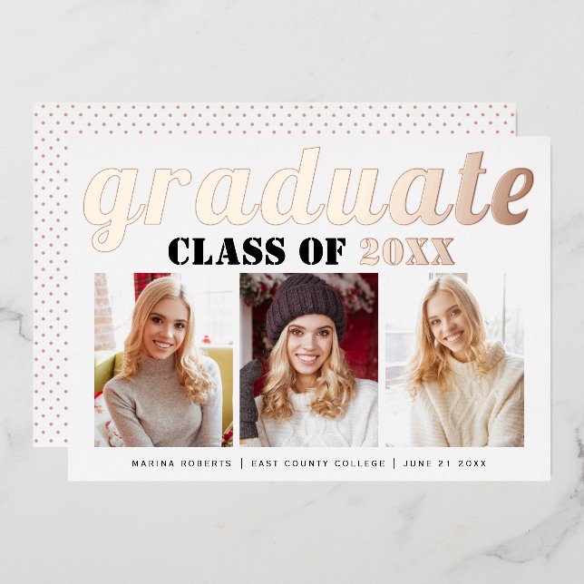 Real rose gold foil Class of 2026 graduate photo (Front/Back)