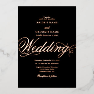 Real Rose Gold Foil Classy Luxury Black Wedding