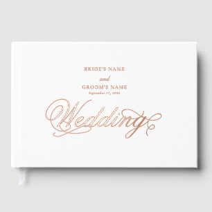 Real Rose Gold Foil Elegant Luxury White Wedding Guest Book